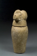 Dummy canopic jar with lid in the shape of an ape's head