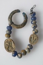 Beads strung on a bracelet