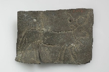 Bronzen plaat met ingekerfde figuur van Hathor