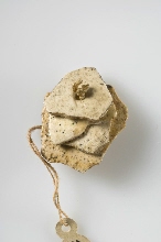 Fragments of a pierced ostrich egg