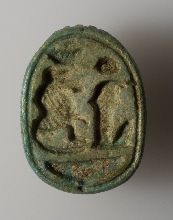 Scarabée avec représentations de Thoth et de Rê-Horakhty