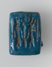 Rechthoekig plaatje met 'oedjat'-oog, Amon en Horus