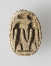 Scarab with two falcon-headed figures (Horus)