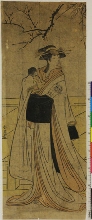 L'acteur Segawa Kikunojō III dans le rôle d'une femme tenant un jeune enfant