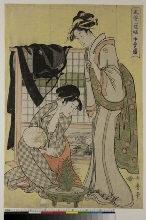 Fūzoku sandan musume (Coutumes des trois classes de jeunes femmes, d'après leurs vêtements): Image de la classe moyenne