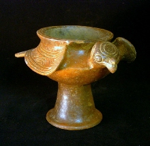 Monochrome, bird-shaped vessel