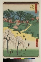 Meisho Edo hyakkei (Cent vues d'endroits célèbres d'Edo): Jardins de temple à Nippori 