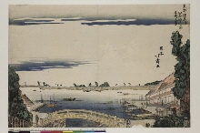 Vue de l'île Ushi, en face de l'entrée du canal San'ya sur le fleuve Asakusa, dans la capitale de l'Est (Tōto Asakusagawa Sanyabori iriguchi mukai Ushijima no kei)