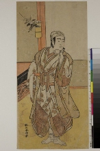 L' acteur Sawamura Sōjūrō III dans le rôle d'un jeune homme avec une faux