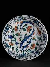 Dish with ('saz') leaves and flowers