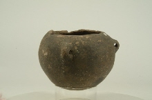 Deep bowl with receding rim and two buttons