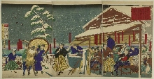 Les samurai de Mito réunis dans la neige près du Mont Atago avant leur assassinat du Chancelier en 1858