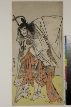 L'acteur Nakamura Nakazō I dans le rôle d'un courtisan avec une bannière