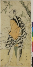 Ichikawa Yaozō III (ultérieurement Suketakaya Takasuke II) dans le rôle d'un jeune homme en tenue à carreaux