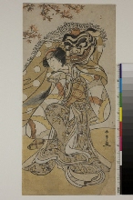 Acteur, peut-être Segawa Kikunojō III, dans le rôle d'un danseur de lion