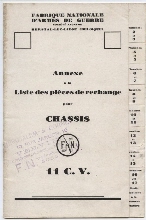 Catalogue des pièces de rechange 11 c.v.