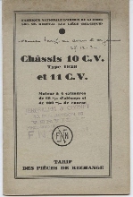 Catalogue des pièces de rechange 10 c.v. et 11 c.v.