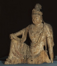 De bodhisattva Guanyin (Avalokitesvara) in koninklijke rusthouding (latitasana) (Water-en-Maan Guanyin)