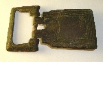 Buckle plate with rectangular buckle and rectangular plate with engravings
