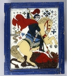 Reverse glass painting with Saint George