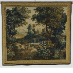 Verdure: landscape with two hens and a cock on the foreground