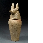 Dummy canopic jar with lid in the shape of the head of a jackal
