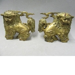 Two gilded lions