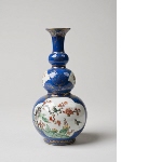 Bottle of triple gourd shape, decorated in powder blue, bird- and flower designs in reserved panels