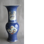 Vase decorated in powder blue and famille verte enamels