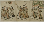 Untitled series of a Korean procession: Procession with standard bearers, men and women on horse back, etc.