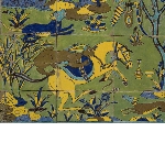Tile panel with man running from lions