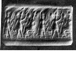 Cylinder seal with warrior and two gods