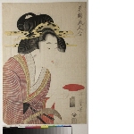 Azuma nishiki bijin awase (Collection of beauties, brocades from the East): Half-length portrait of a geisha 