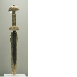 Spatha shaped dagger with its ivory scabbard.