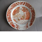 Plate with "Baptism of Christ" in overglaze iron red and gold
