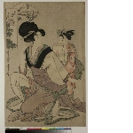 Edo mutamagao (Jewel-like faces of Edo): Woman and girl carrying a cake bag