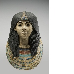 Mummy mask in linen covered with painted plaster