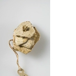 Fragments of a pierced ostrich egg