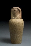 Dummy canopic jar with lid in the shape of a hawk