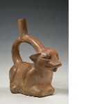 Vase with stirrup-shaped handle, in the shape of a fox
