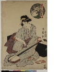 Shinpan imayō shiki no hana: Summer, girl tuning her samisen