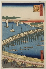 Meisho Edo hyakkei (Cent vues d'endroits célèbres d'Edo): Ryogokubashi Okawabata