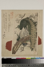 Mutsumigawa ban zukushi - Makurazōshi: Jolie chose - Oiseau étranger peint sur soie (faux-facsimile?)