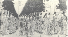 Une représentation précise des motifs de mode des maisons des Maisons vertes le deuxième jour du Premier Mois (Seirō shōgatsu futsuka nenrei shikise kosode moyō seisha no zu)