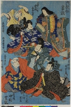 Les acteurs Iwai Kumesaburō et Nakamura Shikan II dans les rôles des Six poètes immortels