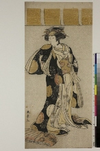 L'acteur Segawa Kikunojō III dans le rôle d'une jeune femme près d'un koto
