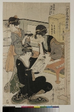 La culture des estampes de brocarts: produit célèbre d'Edo (Edo meibutsu nishiki-e kōsaku) 