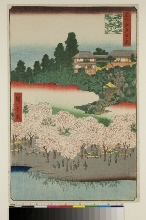 Meisho Edo hyakkei (Cent vues d'endroits célèbres d'Edo): La Résidence aux fleurs sur la colline de Dango à Sendagi 
