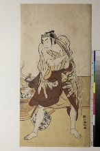 L'acteur Matsumoto Kōshirō IV dans le rôle d'un marchand de moules, avec un sabre