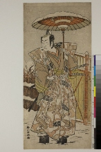 L'acteur Ichikawa Monnosuke II, sans doute dans le rôle de Minamoto no Yoritomo, dans la neige